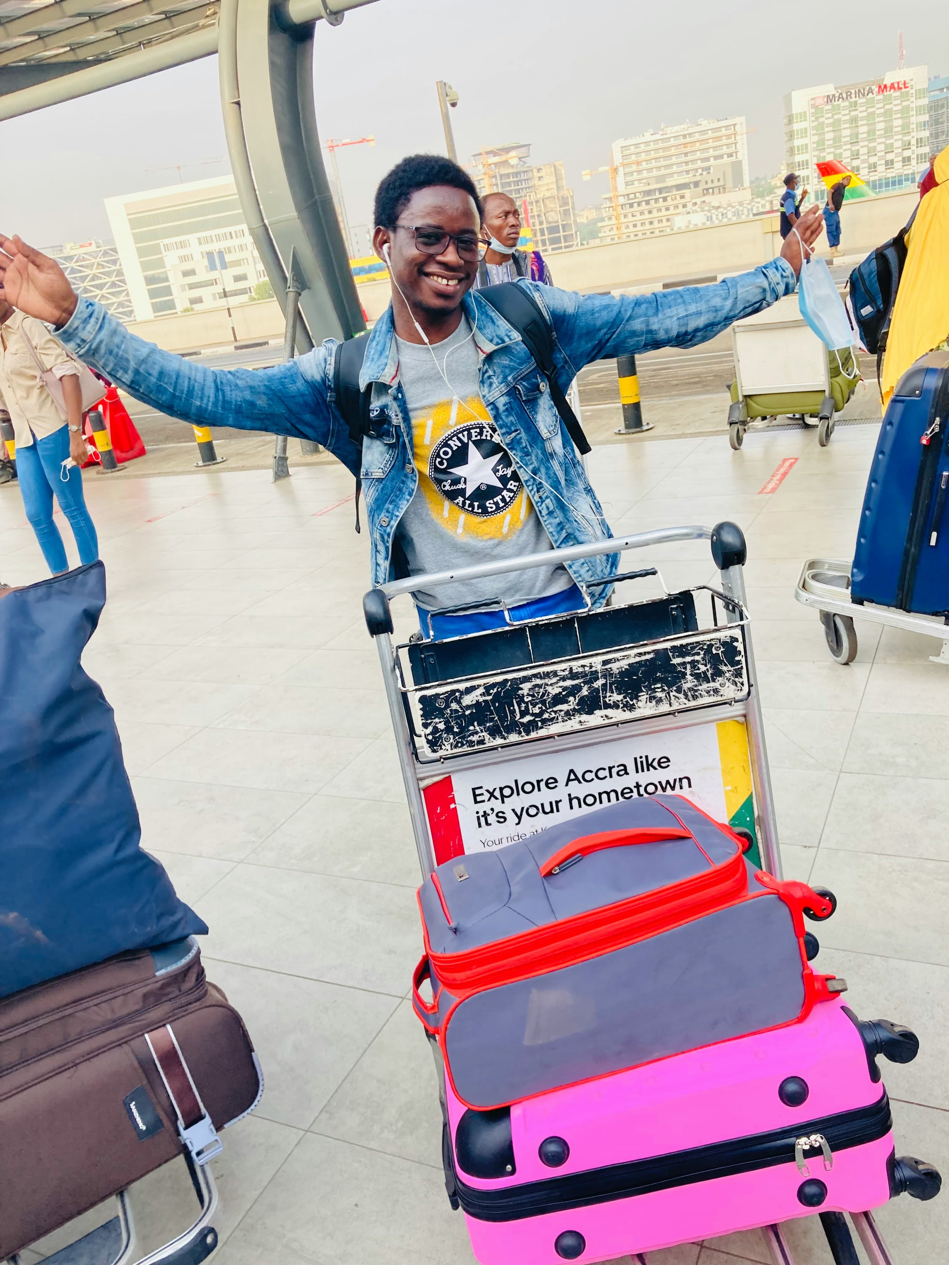 A traveler arriving at their destination